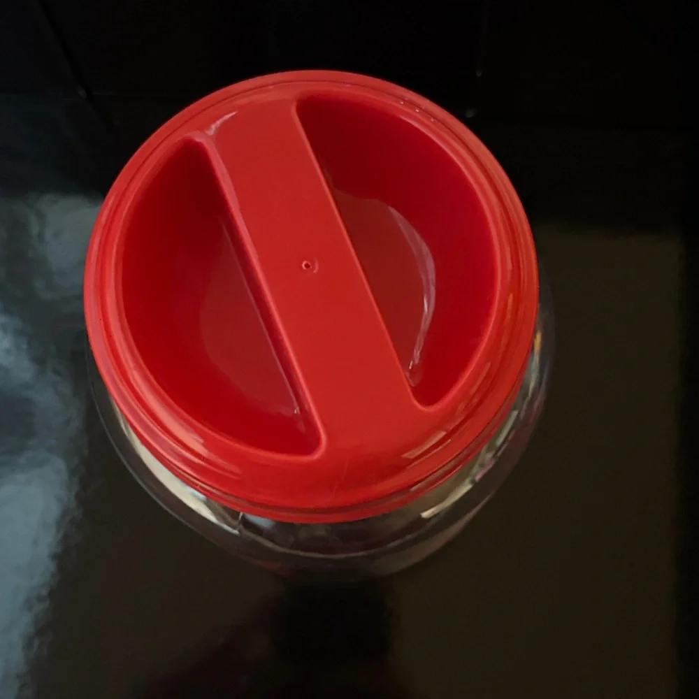 Red and Clear Pet Treat Jar